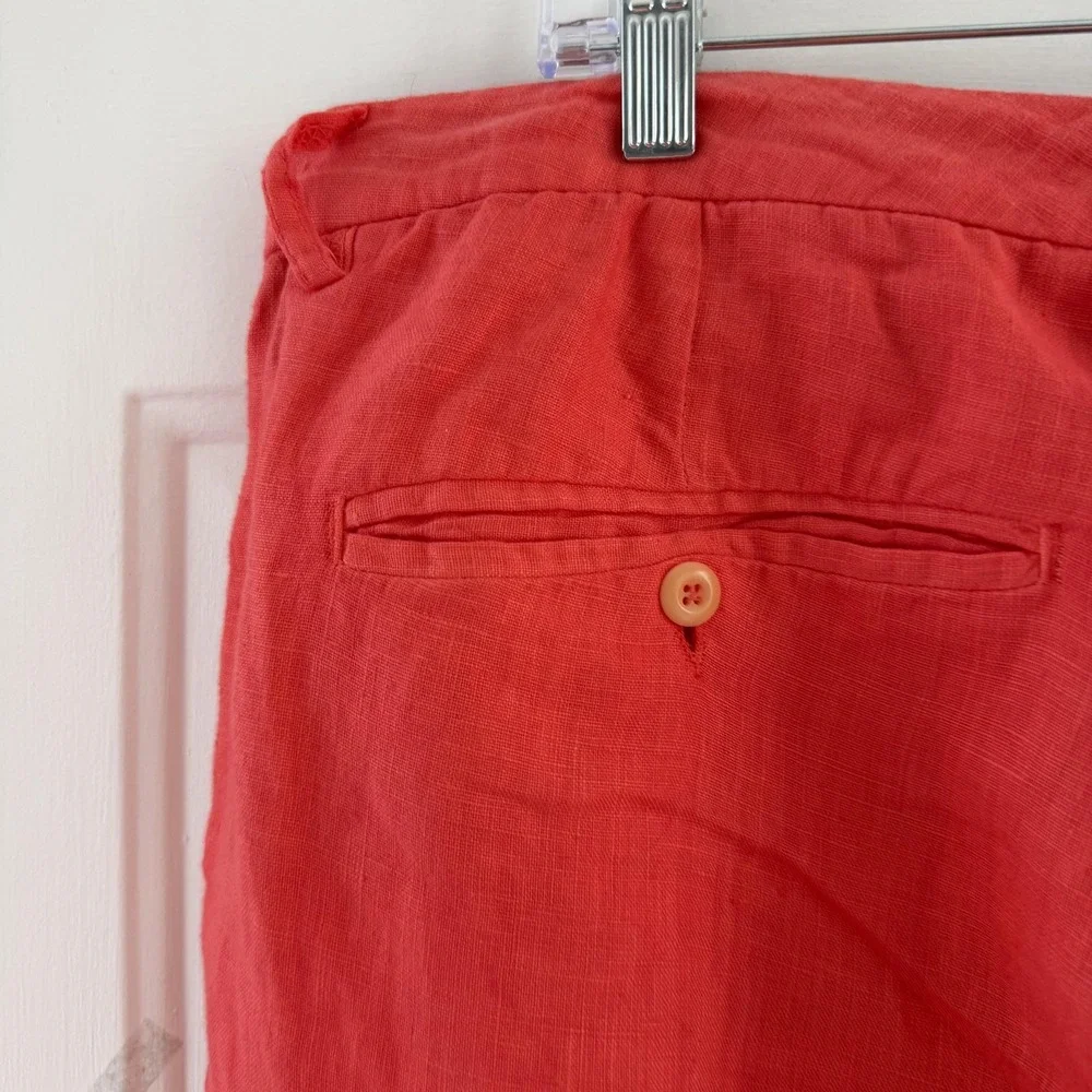 Europann Pants Mens Nantucket Red 40 x 28 100% Linen Chino Straight Lightweight